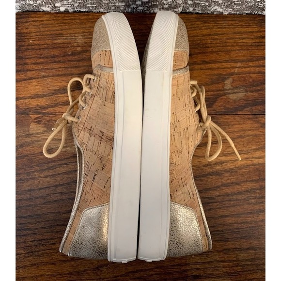 Elaine Turner Cork Lace Up Sneakers Brown/Metallic Casual Preppy Women's 6.5 - Picture 7 of 10